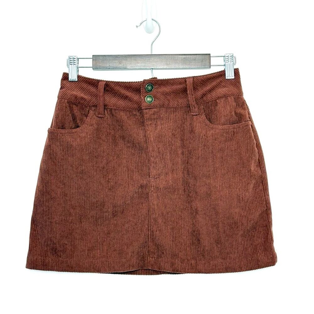 Wallflower Corduroy Mini Skirt Womens M Rust Orange Academia Fall Y2K Style